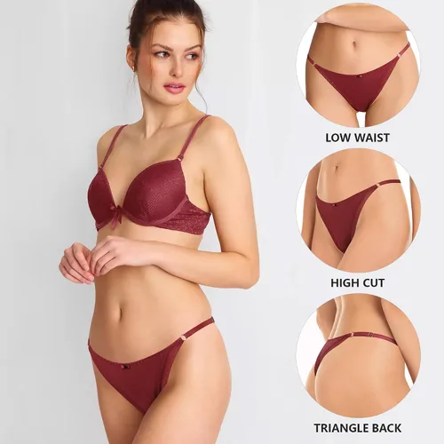 Vista 2 de Aijolen Tanga de algodón para mujer, ropa interior ajustable para mujer, bragas de cintura baja para mujer, no se ven