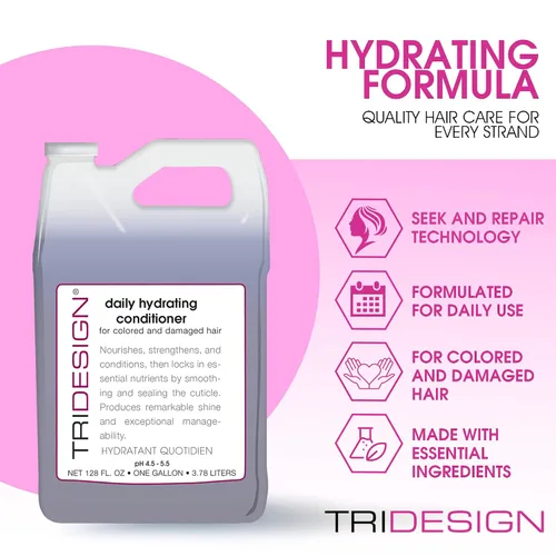 Vista 3 de TRIDESIGN Acondicionador hidratante diario: acondicionador para cabello seco dañado, acondicionador hidratante para cabello teñido y fino, nutre