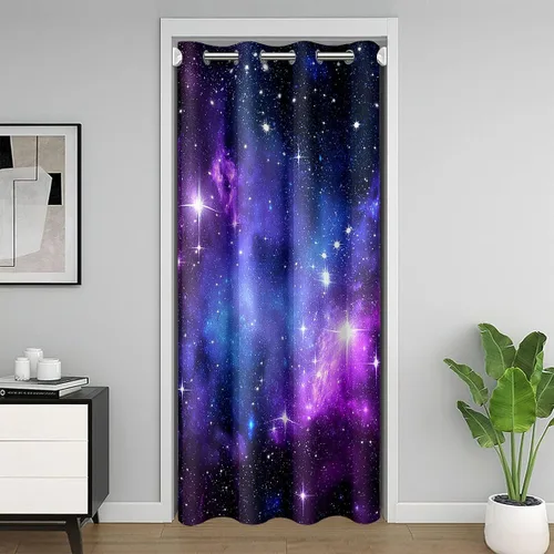 Vista 8 de Cortina opaca bohemia floral para dormitorio, cortina bohemia para puerta, 34 pulgadas de ancho x 80 pulgadas de largo, cortina de jardín de plantas