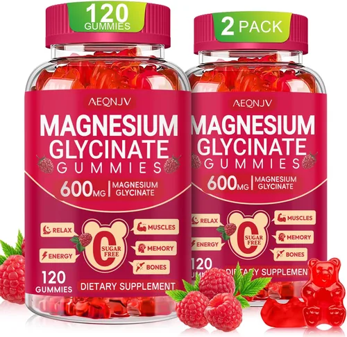 Vista 11 de Gomitas de glicinato de magnesio de 600 mg de alta absorción, glicinato de magnesio para mujeres y hombres con vitamina D, B6 y CoQ10 para adultos