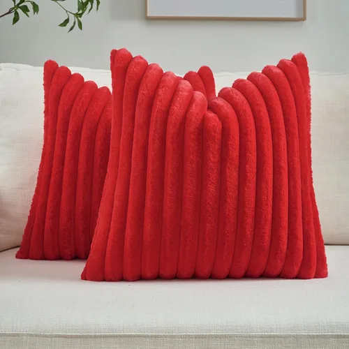 Vista 24 de FUTEI Pack of 2 Faux Fur Throw Pillow Covers 20x20 Inch, Navy Blue Azul marino