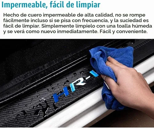 Vista 6 de LEXLEY Protector de umbral de puerta de cuero estilo fibra de carbono para HRV HR-V Explorer 2015-2022, protector de placa antirasguños sucios Azul