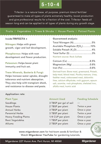 Vista 2 de Grace nnvg Trifecta+ 5-10-4 Fertilizante orgánico multiusos para plantas, flores y verduras (3 libras)