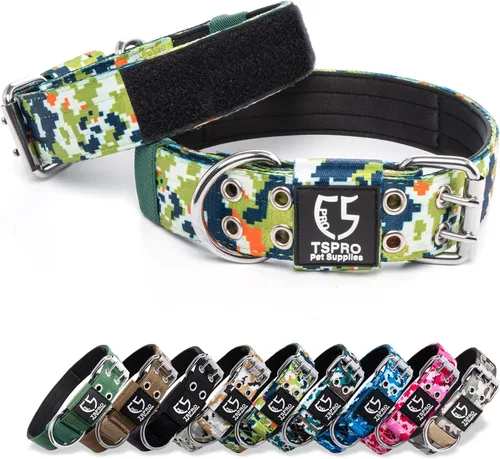 Vista 36 de TSPRO Collar Táctico para Perro de 1.25 Pulgadas de Ancho Collares Gruesos para Perro con Hebilla de Metal de Servicio Pesado, Duradero, Fuerte