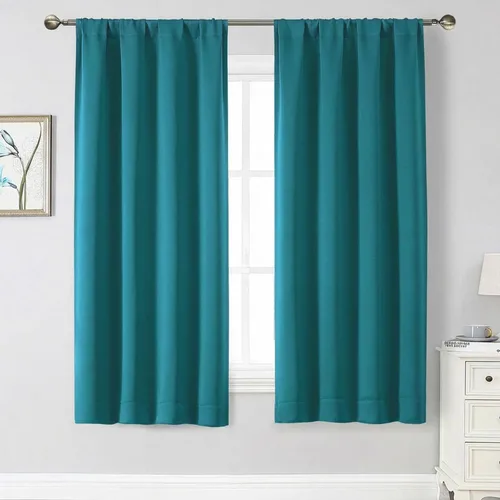 Vista 97 de Cortinas opacas para dormitorio, sala de estar, juego de 2 paneles de 54 pulgadas de largo, cortinas de oscurecimiento de habitación con aislamiento
