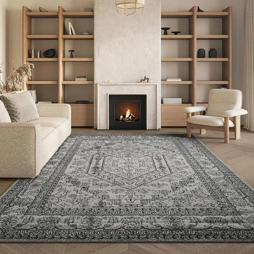 Vista 141 de SAFAVIEH ADR108B - Tapete de la colección Adirondack, 2 pies 1 pulgada x 6 pies, marfil y plateado, diseño de medallón oriental, no desprende