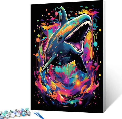 Vista 22 de Tucocoo Kit de pintura por números de lobo colorido, lienzo de 16 x 20 pulgadas, pintura al óleo digital para adultos con pinceles y pigmento Obras
