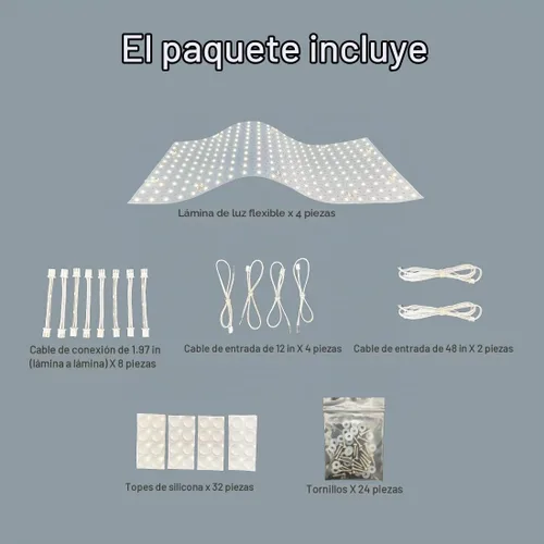 Vista 6 de Paquete de 4 hojas de retroiluminación LED de 24 V, 36 W, 4000 K, blanco, 19.3 x 9.6 pulgadas cada unidad, panel LED flexible regulable