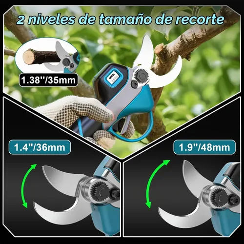 Vista 4 de Tijeras de podar eléctricas de poste 2 en 1, diámetro de apertura de 1.9 Azul