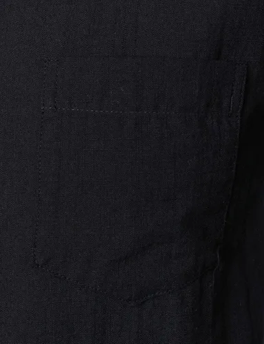 Vista 5 de ZEROYAA Camisas de algodón y lino de manga larga con botones y bolsillo para hombre