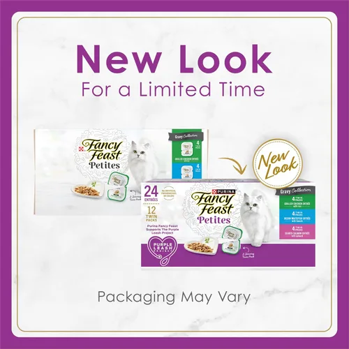 Vista 2 de Purina Fancy Feast Gourmet - Paquete variado de alimentos húmedos para gatos, colección Petites Gravy, tinas separables, 24 porciones