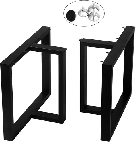 Vista 10 de Patas rectangulares industriales de metal de 16 pulgadas de altura, patas de banco de metal para mesa, diseño moderno de mediados de siglo, juego