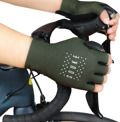Vista 5 de Souke Sports Guantes de ciclismo para bicicleta de carretera guantes acolchados de medio dedo guantes de ciclismo transpirables que absorben