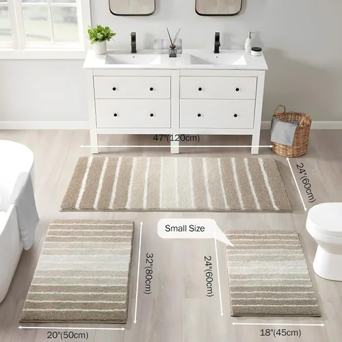 Vista 2 de Alfombra de baño antideslizante, extra suave y absorbente, lavable a máquina, tapetes de baño para suelo de baño, bañera y ducha, 18 x 24 pulgadas