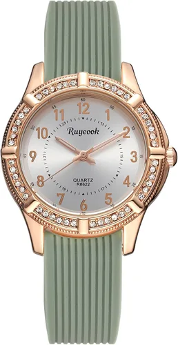 Vista 10 de Reloj de enfermera para mujer con bisel de cristal, correa de silicona, movimiento de cuarzo, reloj de pulsera impermeable para mujer