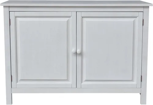 Vista 3 de International Concepts - Armario de almacenamiento de madera maciza de 34 pulgadas de alto Blanco sucio