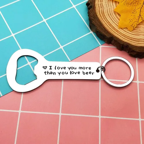 Vista 3 de Regalo del día del padre para papá, regalo personalizado para novio, regalo para novio, con texto en inglés "I Love You More Than You Love", llavero