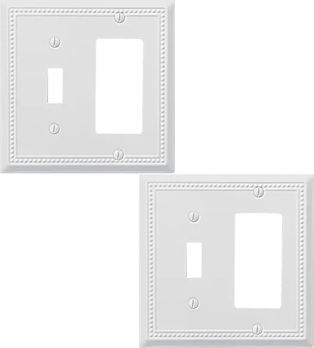 Vista 9 de OKAWYC Belaire - Cubierta para interruptor de luz de decoración individual, placa de pared de metal con cuentas, paquete de 4 unidades de bronce