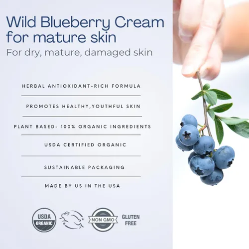 Vista 3 de Indian Meadow Herbals Crema de arándanos silvestres para pieles maduras (1.7 onzas) - Crema facial de línea fina. Promueve una piel de aspecto más