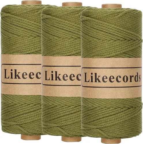 Vista 26 de Likeecords 100% Hilo de Ganchillo de Algodón Cordón de Bolsa de 2mm 170m Cordón de Macramé de 2mm Hilo de Crochet Cuerda de Macramé Regalo para Verde