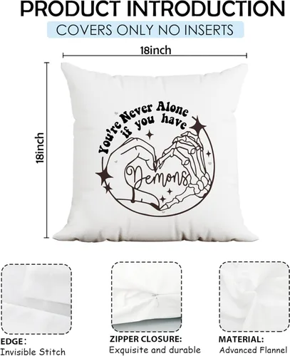 Vista 5 de Fundas de almohada góticas de 18 x 18 pulgadas, funda de almohada de mano de esqueleto, decoración de corazón de mano de esqueleto