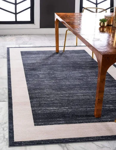 Vista 18 de Unique Loom Uptown Collection - Alfombra Yorkville (2 pies 2 pulgadas x 6 pies, color azul marino/marfil)