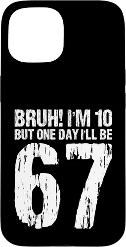 Vista 6 de Bruh I'm 10 But One-Day I'll Be 67 Retro 10th Birthday Kids Case for iPhone 17