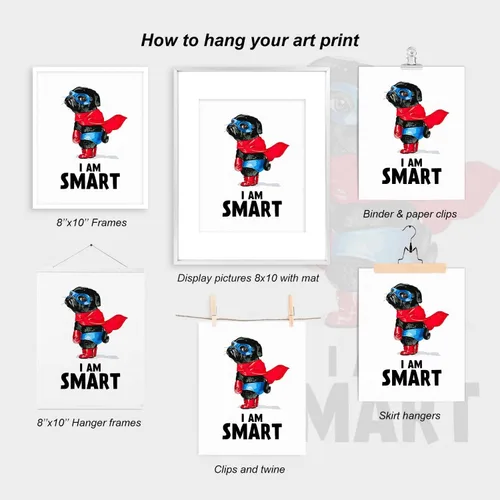 Vista 4 de heilkee Divertidas impresiones artísticas de pared de perro, carteles inspiradores para niños, decoración de habitación de superhéroes