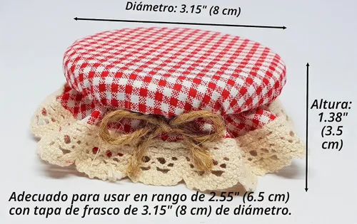 Vista 2 de DLK - 10 fundas elásticas para frascos - 100% algodón, patrón elástico de cuadros rojos (cuadros) - Cuenco con tapa de fermentación transpirable