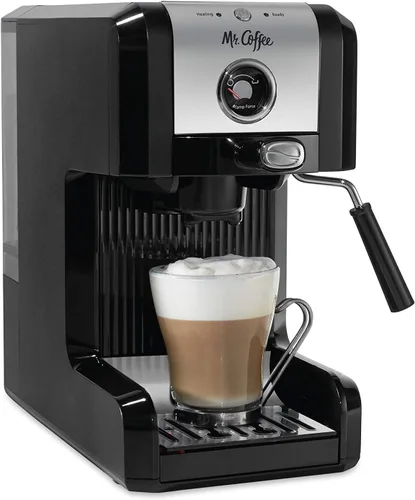 Vista 2 de Mr. Coffee Easy Maker Auténtica máquina de café expreso, 6 piezas, cromo/negro