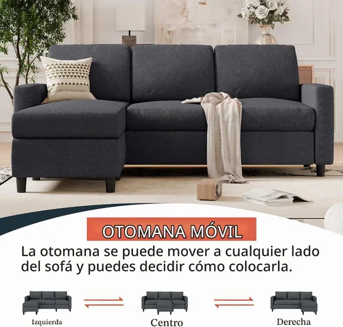 Vista 4 de SUNLEI Sofá seccional modular de 187 cm, cómodo sofá tipo nube con otomano móvil, sofá modular en forma de L de asiento profundo, sofás seccionales