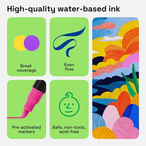 Vista 5 de ARTISTRO Marcadores de pintura - Bolígrafos acrílicos para rocas, vidrio, tela, bricolaje - Suministros de arte - 24 marcadores de punta de pincel