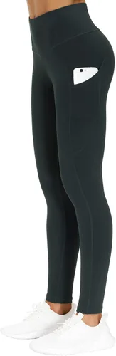 Vista 3 de THE GYM PEOPLE - Pantalones deportivos gruesos de tiro alto, con bolsillos y control de abdomen, leggings para entrenar, correr, hacer yoga