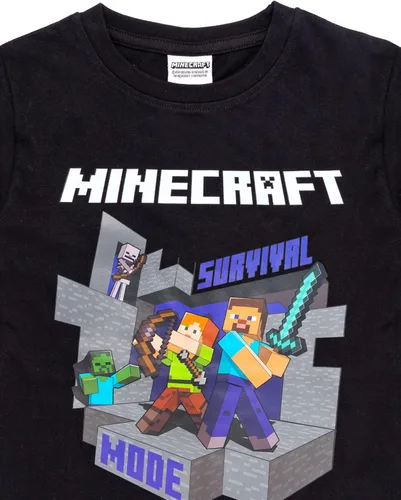 Vista 5 de Minecraft Camiseta de manga corta para niños Alex Steve Sword Black Game