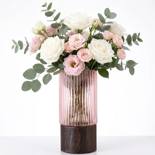 Vista 31 de Jarrón de vidrio ámbar, florero de cristal, jarrón de vidrio acanalado, moderno jarrón para flores, jarrón alto de vidrio para sala de estar, mesa