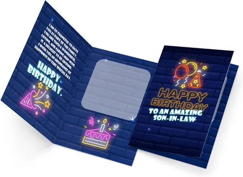 Vista 3 de Tarjeta de cumpleaños de Prime Greetings para yerno, fabricada en Estados Unidos, ecológica, cartulina gruesa con sobre premium 5in x 7.75in