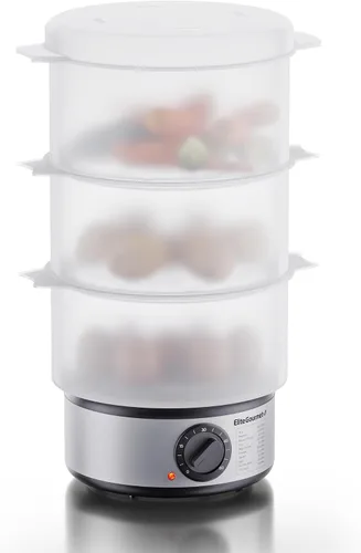 Vista 8 de Elite Gourmet EST250 - Mini vaporizador eléctrico compacto de alimentos y vegetales de 2.5 cuartos, 400 W con bandeja sin BPA, temporizador