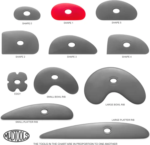 Vista 3 de Mudtools Costilla Polímera Azul Tamaño 1 Firme - Forma de Riñón - Cerámica, Cerámica, Arcilla - B1