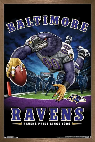 Vista 17 de Trends International NFL Baltimore Ravens - Póster de pared de End Zone 17, 14.725 x 22.375 pulgadas, versión enmarcada de madera de granero