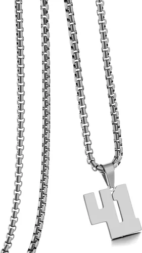 Vista 100 de Collar de Número Dorado para Hombre, Cadena de Acero Inoxidable con Colgante de Número para Atletas, Joyería Deportiva Personalizada para Niños