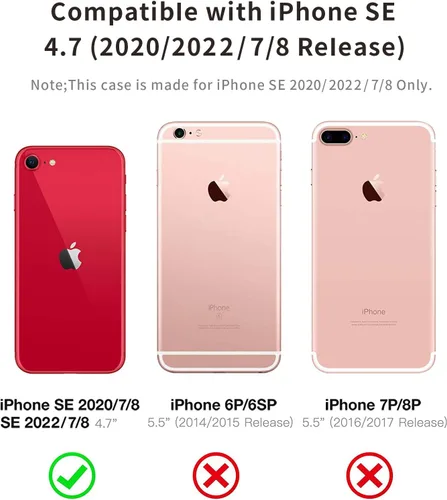 Vista 6 de Funda cruzada para iPhone SE 2/3, correa de cordón ajustable transparente para el cuello para mujer para iPhone 7/8, funda de teléfono TPU suave a