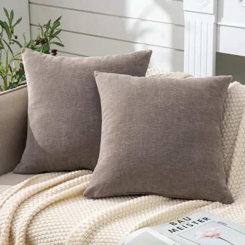 Vista 29 de GAWAMAY - Juego de 2 fundas de almohada decorativas cuadradas de 16 x 16 pulgadas, fundas de almohada de felpilla súper suaves estilo granja