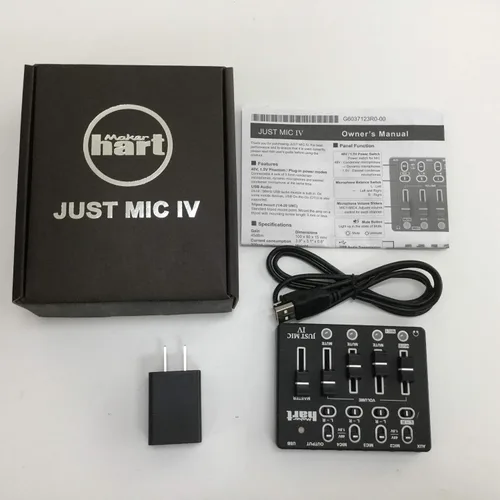 Vista 6 de Maker hart Just Mic 4 mini mezclador de micrófono 4 canales/alimentación fantasma portátil/interfaz de audio