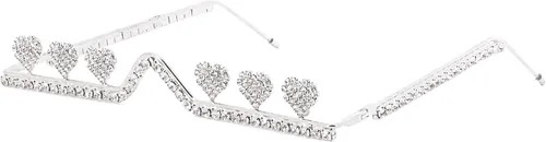 Vista 15 de Naimo Gafas de sol cristalinas brillantes de la mitad del marco de las gafas de sol del Rhinestone Marco de oro con diamantes de imitación