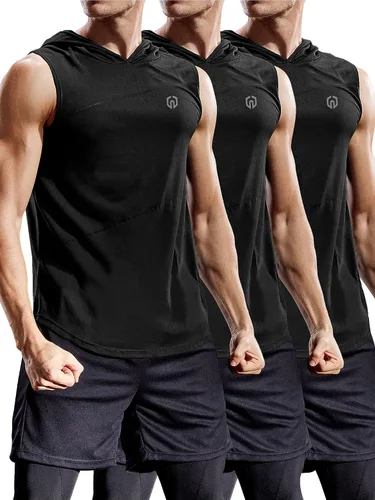 Vista 19 de Neleus - Camiseta sin mangas deportiva Dry Fit para correr con capucha