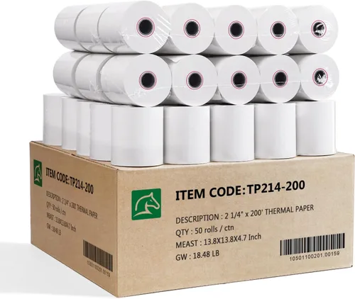 Vista 8 de Rollos de papel térmico de recibo de 2 1/4 "x 50' 50 rollos, papel de recibo sin BPA