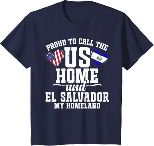 Vista 26 de Traje salvadoreño para hombre y mujer, camiseta de El Salvador con la bandera de Estados Unidos, Negro -, Pequeña