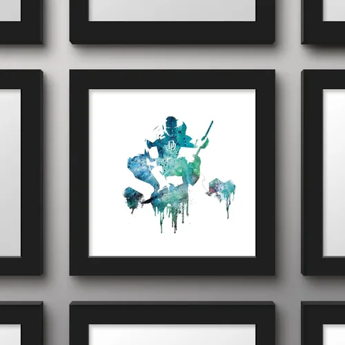 Vista 2 de Trends International Gallery Pops Marvel Comics Daredevil - Póster de pared de acuarela en la azotea, 12.00 x 12.00 pulgadas, versión de marco negro