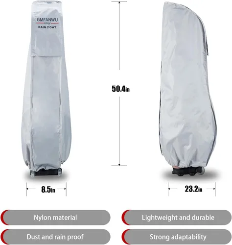 Vista 7 de Funda de lluvia para bolsa de golf, duradera, a prueba de polvo, equipo impermeable para viajes, bolsa de golf, capucha de lluvia de 50.4 pulgadas