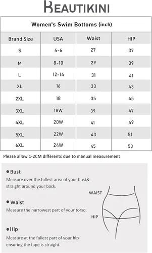 Vista 7 de Beautikini Women's High Waisted Swim Shorts Quick Dry Swim Board Shorts 3" Wide Waistband Bathing Bottoms for Women